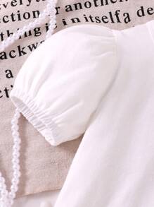 2pcs Cute Baby Girl Summer Outfit: White T-Shirt Top And Loose Fresh Green Floral Print Bib Overall Dress Set