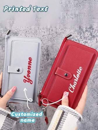 1pc Personalized Women's Solid Color Long Wallet, Card Holder, Clutch, High Quality & Stylish, Can Store Precious Photos, Gift For Girlfriend, Mom, Daughter, Mother's Day, Valentine's Day, Birthday, Graduation, Christmas, Anniversary And More Special Occasions