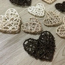 12pcs Handcrafted Rattan Heart Decor Set - Perfect For Home & Festive Ambiance Enhancement, Classic Style
