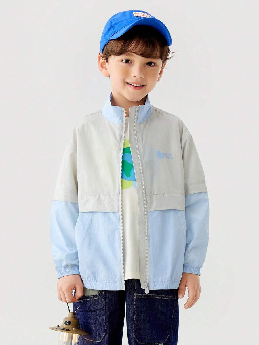mini bala Kids' Lightweight Waterproof Jacket, Skin-Friendly Spring Wear - Light Blue - View 1