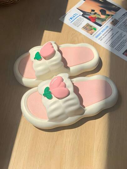 Tulip Fairycore 厚底凉鞋 - 防滑云朵舒适拖鞋 | 女士夏季户外室内家居鞋，可爱美观的学生沙滩拖鞋