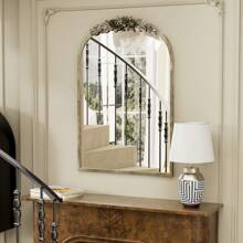 UNHO Vintage Baroque Arched Brass Mirror Metal Frame Antique Wall Mounted Mirror 60,5x91,6cm - 香檳色 - 查看 4
