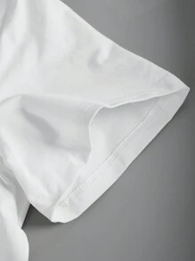 Bộ 2 món/Bộ đồ nam in hình đầu phong cách đường phố, áo phông tay ngắn + quần nỉ cạp rút dây thường ngày - Đen và trắng - Xem 5