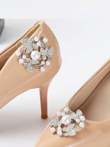 1 对珍珠蝴蝶鞋扣，个性化时尚配饰，高跟鞋，搭配鞋花 - 彩色 - 查看 5