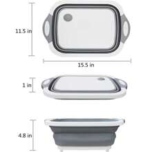 Tabla de Cortar Plegable 3 en 1 Multifuncional, Lavabo Portable para Frutas y Verduras con Drenaje y Tapón - Multicolor - Ver 8