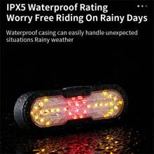 1 szt. Tylne światło rowerowe sterowane zdalnie z klaksonem, kierunkowskazem, ładowaniem przez USB, oświetlenie do jazdy nocnej