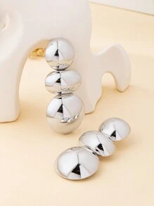 1 Pair Fashion Rough Style Transparent Surface Stud Earrings - Silver - View 4