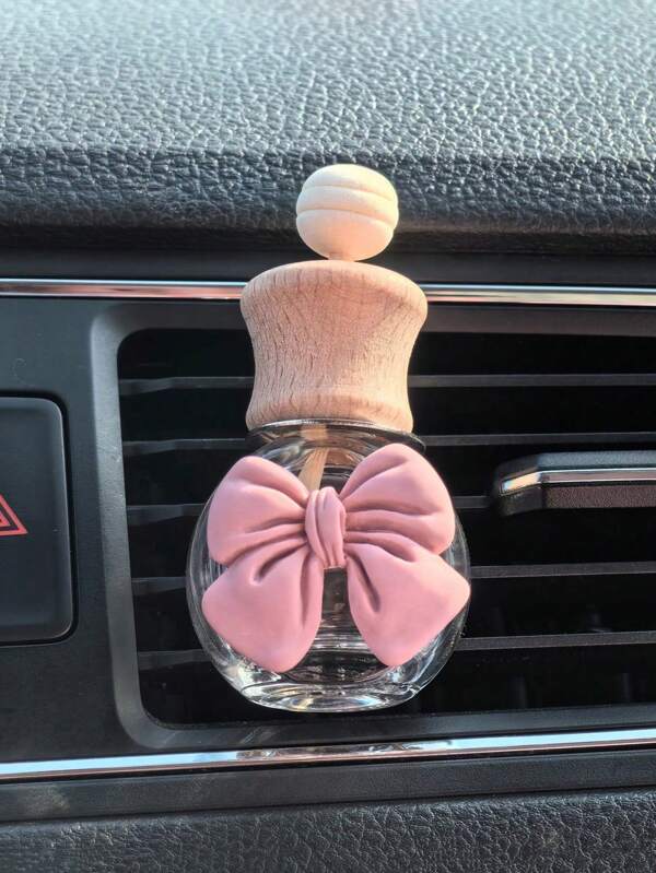 1pc Car Air Outlet Decoration Bow Shaped Perfume Bottle Empty Bottle Car Air Conditioner Mouth Decoration