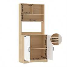 Pantry Cabinet With 2 Doors, 3-Tier Modern Kitchen Cabinet With Shelves, Freestanding Larder Cupboard, Kitchen Pantry Storage Cabinet For Kitchen, Dining Room