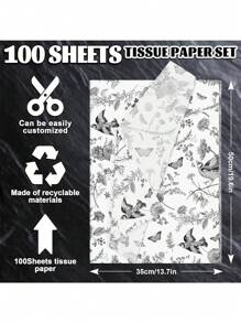 50/20/10 件礼品包装,花鸟春图案,用于花束包装和 DIY 项目,适合生日、派对和婚礼装饰,以及用于礼品袋填充的多用途装饰纸 - 彩色 - 查看 5