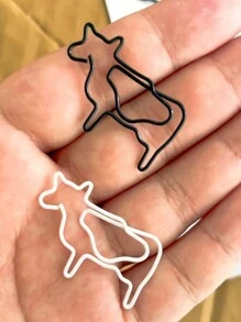 30pcs/50pcs Cute White Or Black Cow Animal Shaped Paper Clips Bookmark For Office Supplies Gifts,Back To School,School Supplies