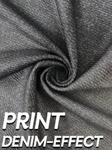 Plus Size Women Skinny Leggings, Full Body Denim Effect, High Stretch, Fashionable Casual Comfortable Sweatpants - Dark Grey - View 9