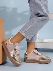 Children Spring/Autumn New Soft Bottom Sneakers, Low-Top Anti-Slip Fashionable Flat Shoes - Pink - View 3