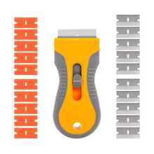 1set Razor Blade Scraper, Glass Scraper Scraping Tool With 10PCS Steel &10pcs Plastic Extra Blades For Removing Stickers, Papers, Food Residue, Paint, Glue From Oven, Window - Multicolor - View 1