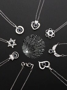 1 Stück Projektions-Halskette "Ich liebe dich in 100 Sprachen" Anhänger Schmuck für Liebhaber, Freundin, Paar, romantische, süße Accessoires, Muttertag, Valentinstag Geschenk (ohne Geschenkbox), Mama, Mutter, Muttertag, Geschenk