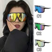 1pc Wrap Futuristic Cyberpunk Fashion Glasses For Outdoor Bicycle Riding, Running,Unisex - Multicolor - View 9