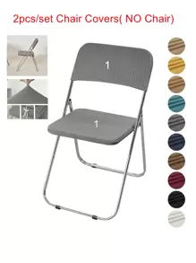 2 piezas/set de fundas elásticas de unicolor para silla plegable de felpa polar, fundas para asiento de silla de comedor, protector para respaldo de silla para todo el año para bodas, banquetes y hogar