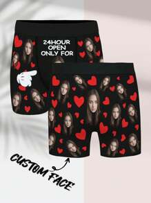 Boxers personalizados de una sola pieza con caras para novios, esposos, padres, ropa interior personalizada con fotos, boxers con fotos, regalos personalizados. - Multicolor - Ver 1