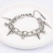 10pcs/Pack High Quality Stainless Steel Cone-Shaped Spike Pendant, Large Hole Cone Pendant, Long Bullet Nail Pendant, Conical Stainless Steel Pendant, Suitable For Hip-Hop, Rock, Gothic, Punk Style DIY Necklace, Bracelet, Jewelry Making, Accessory - Pointed Cone Pendant - View 8