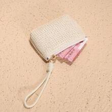 Fashion Women Mini Straw Wallets Coin Purses Card Holder Money Bag Women Girls Zipper Change Pouch