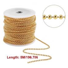 5 米英尺不锈钢链条，1.2-4 毫米珠链，带 10 个球形连接扣和钳子，用于项链悬挂装饰钥匙链狗宠物牌金色 - 彩色 - 查看 2