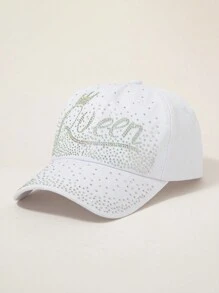 Rhinestone Crown "Queen" Letter Women's Baseball Cap - A - View 1
