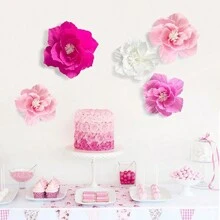5 bông hoa giấy kích thước 30cm và 25cm, hoa nhân tạo 3D sống động như thật, thích hợp cho đám cưới, sinh nhật, phông nền cô dâu, trang trí tiệc sinh nhật, phông nền chụp ảnh, trang trí cổng vòm. - hồng + trắng - Xem 3