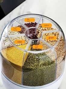 1 件大容量旋转米容器，多用途谷物和面粉分配器，带多个隔间 - 防潮厨房食品储藏盒，防虫密封储藏容器，家用米分配器，食品储藏罐，厨房用具