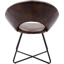 Modern PU Leather Accent Chairs Dining Chairs Arm Chair For Living Room Furniture Mid-Century Leisure Lounge Chairs With Black Metal Legs Industrial 1 PCS Dark Brown