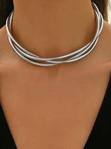 1 件粗蛇链项链，女士时尚简约锁骨链朋克时尚奢华项链，适合日常佩戴和派对