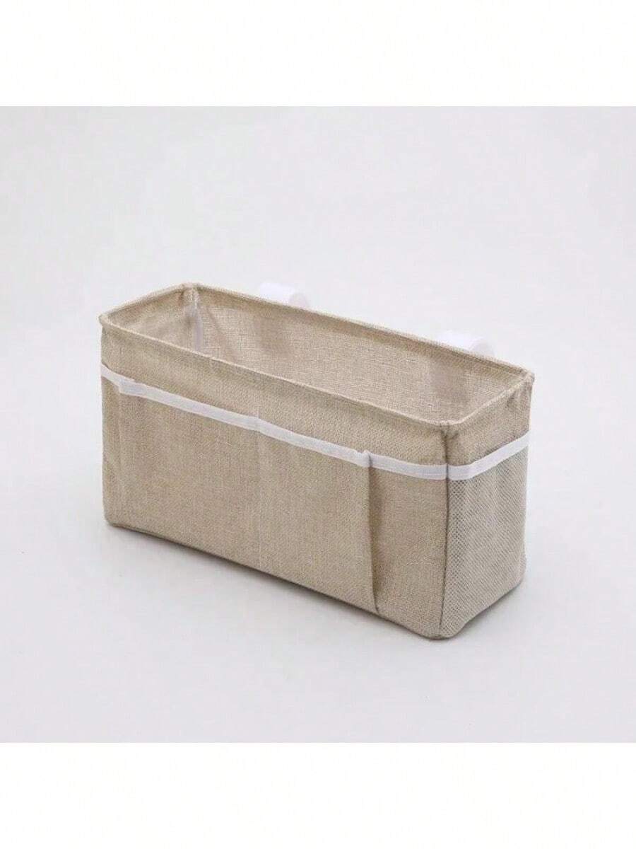 Creative Bedside Sofa Storage Bag Multifunctional Notebook Mobile Phone Car Seat Back Hanging Cotton And Linen Storage Basket,Boho Vibes - Beige - View 1