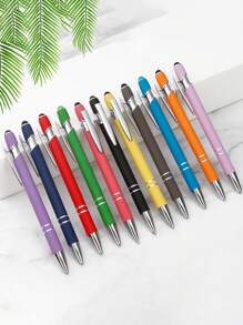 2pcs Metal Aluminum Barrel Premium Stylus Ball Point Pen With Touchscreen Rubber Tip