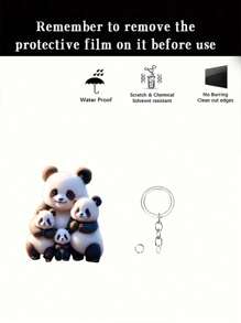 亚克力熊猫家族钥匙扣，2D 图形可爱新颖钥匙扣，适合感恩节、圣诞节、万圣节主题、DIY 礼物、背包吊坠配件、多功能独特钥匙扣、可爱温暖风格的汽车配件包饰背包，适合学校卡通哥特 Y2k