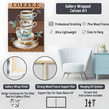 1pc Framed Coffee Canvas Poster, Coffee Wall Art Canvas Paintings, Ideal Gift For Bedroom Living Room Corridor, Wall Art, Wall Decor, Fashion, Room Decoration