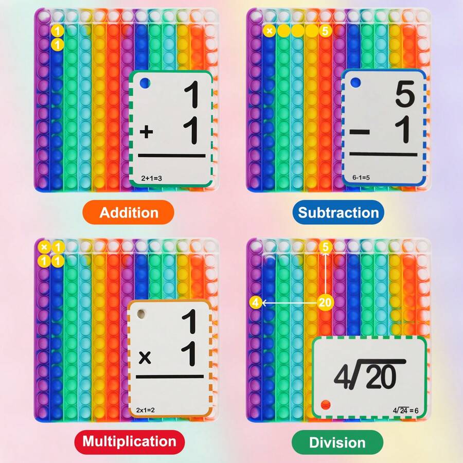 Multiplication table game pop bubble toy with mutiplication flashcards