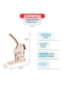 DIY Badge Making Machine For Children, Self-Made Button Maker, Metal Badge Customization Device - Beige With Earthy Yellow - View 5