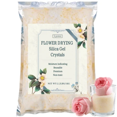 Reusable Silica Gel Flower Drying Crystals - 2.2LB Bulk Pack, Moisture-Absorbing & Color-Indicating, Ideal For Preserving Wedding Bouquets & Crafting Jewelry, No Power Required