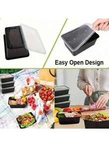 20 piezas de Recipientes pre-comida, recipientes de almacenamiento de alimentos de plástico de 650ml/22oz con tapa curvados, listos para comer, sin Bisfenol A, seguros para microondas, lavavajillas y refrigerador, accesorios de cocina