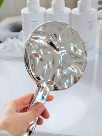 C&J FLORI 1 Espejo De Mano Redondo Grande Texturizado Estilo Y2k ins Espejo Cosmético, Decoración Para Baño, Dormitorio, Sala, Vanity, Apropiado Para Viaje, Boda, Fiesta Y Regalos, Mujer, Dama, Cualquier Ocasión