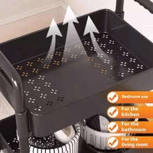 3 /4 Tier Storage Trolley Cart On Wheels Kitchen Bathroom Laundry Rolling Rack - Multicolor - View 6