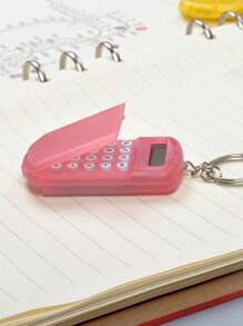 1 pieza Llavero con miniatura de calculadora de tapa abatible de moda y creativa, casual, regalo del Día de San Valentín, regalo para amigos (llave no incluida), accesorio de coche, adorno de bolso, escuela
