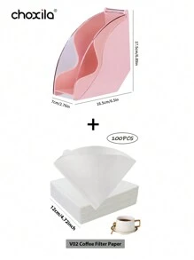 choxila 1 pieza Soporte para filtro de café rosa, almacenamiento de filtros de café con tapa antipolvo, estante dispensador de papel de filtro de café, caja para filtros de café para cafetería, hogar, oficina, capacidad para 200 unidades de filtros de café V60 y de cono, de vuelta al colegio