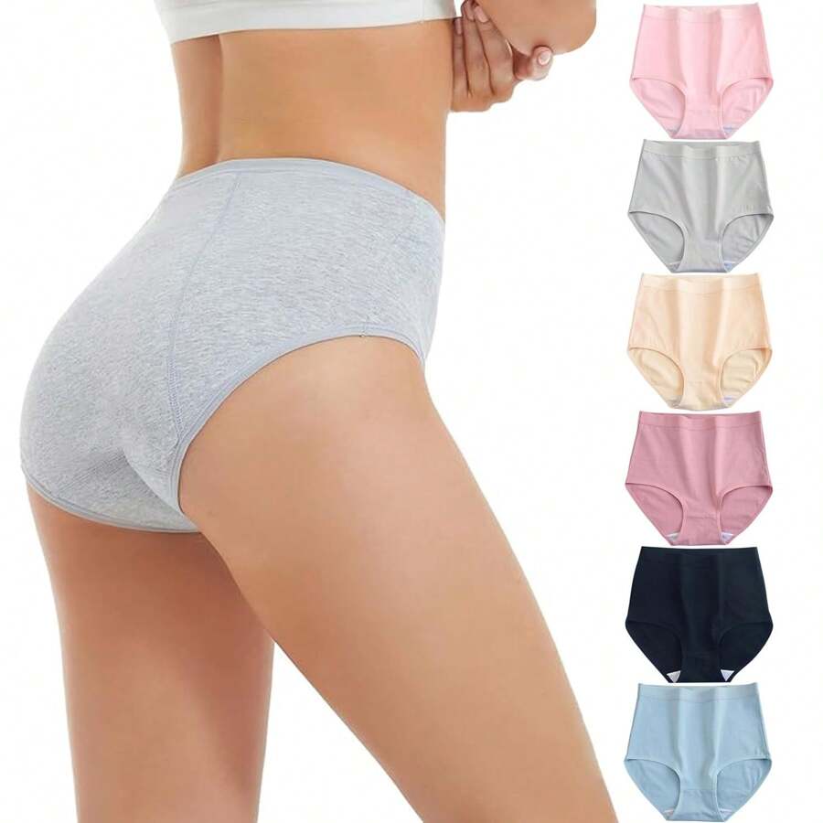 SHIXIONG Pack Of 6 Women's Cotton Panties High Waist, Breathable Women's Underwear, Postpartum Panties Cesarean Section - 白色 - 查看 1