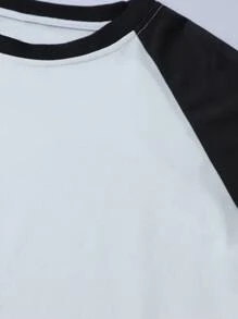 1pc Men's Contrast Color Sports Sweatshirt With Kangaroo Pocket - Black and White - View 8