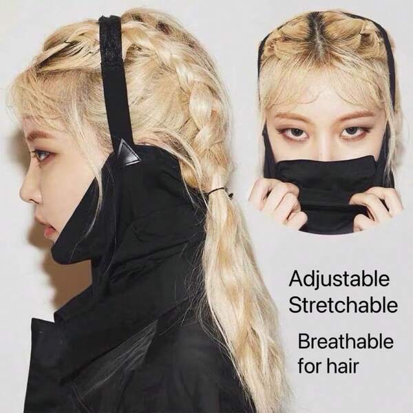1 Pc Unisex Ski Mask, One Size, Women's Hair Breathable, Keeps Warm Against Wind, Balaclava Wristband, Black UV Protection