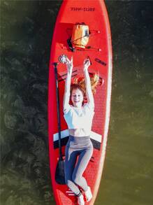 YHW-SURF 1 Set Red Inflatable Stand Up Paddle Board, Includes Full Accessories: Hand Pump, Detachable Paddle, Leash, Backpack, Removable Fin And Repair Kit