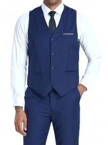 WindsorQuad Bộ vest nam 3 mảnh Furuyal, trang phục lịch lãm màu trơn dáng ôm dành cho quý ông, bao gồm áo gile, quần tây và cà vạt, phù hợp cho công việc, đám cưới, tiệc tùng, dạ hội và các dịp khác, màu xanh navy, cỡ XS-3XL, trang phục mùa thu. - Màu xanh hải quân - Xem 9