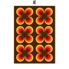 1 件复古 70 年代风格艺术印刷品橙色线条花朵太阳抽象形状海报帆布画墙画客厅装饰无框架 - 彩色 - 查看 12