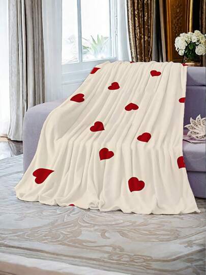 1 pezzo Coperta morbida con stampa a cuore, coperta calda e confortevole per divano, TV, pisolino, campeggio, viaggio, regalo multifunzionale adatto per ufficio, casa, divano, letto per San Valentino