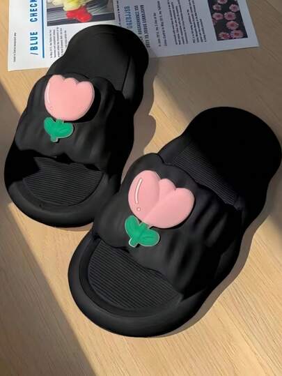 Tulip Fairycore 厚底凉鞋 - 防滑云朵舒适拖鞋 | 女士夏季户外室内家居鞋，可爱美观的学生沙滩拖鞋